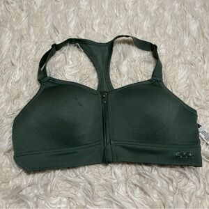 Victoria's Secret Front-Zip Racerback Sports Bra - Dark Green